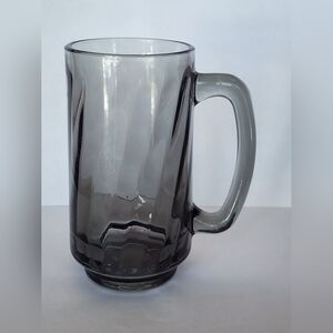 1 -Vintage MCM LIBBEY Optic Swirl Smoke Beer Mug Heavy 6 inches tall